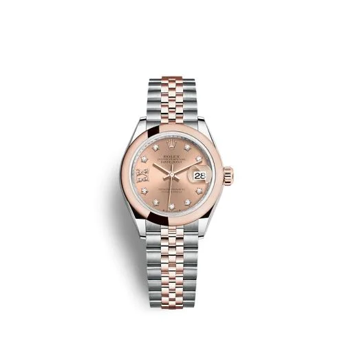 Rolex - 279161-0027 Lady-Datejust 28 Stainless Steel / Rose Gold / Domed / Rose - Diamond / Jubilee