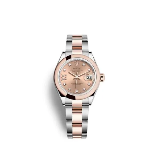Rolex - 279161-0028 Lady-Datejust 28 Stainless Steel / Rose Gold / Domed / Rose - Diamond / Oyster