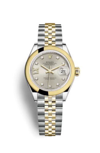 Rolex - 279163-0003 Lady-Datejust 28 Rolesor Yellow Domed / Jubilee / Silver Diamond