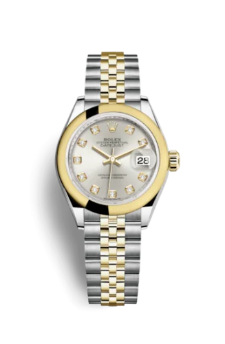 Rolex - 279163-0007 Lady-Datejust 28 Rolesor Yellow Domed / Jubilee / Silver Diamond