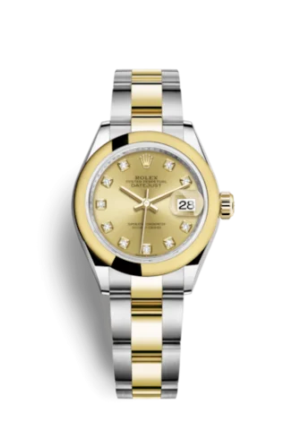 Rolex - 279163-0012 Lady-Datejust 28 Rolesor Yellow Domed / Oyster / Champagne Diamond