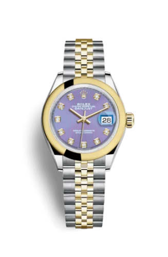 Rolex - 279163-0017 Lady-Datejust 28 Rolesor Yellow Domed / Jubilee / Lavender Diamond