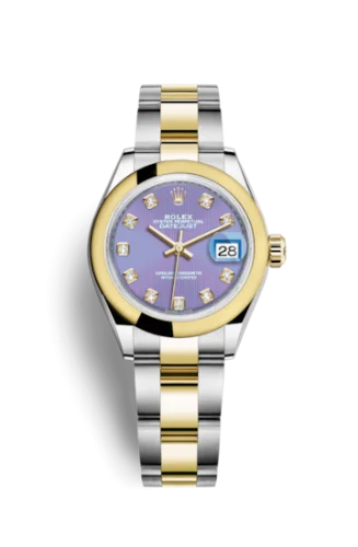 Rolex - 279163-0018 Lady-Datejust 28 Rolesor Yellow Domed / Oyster / Lavender Diamond
