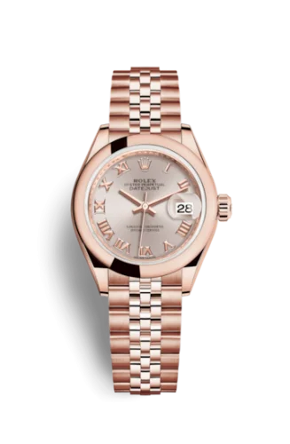 Rolex - 279165-0010 Lady-Datejust 28 Everose Domed / Jubilee /  Sundust Roman