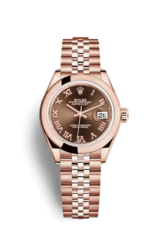 Rolex - 279165-0014 Lady-Datejust 28 Everose Domed  / Jubilee / Chocolate Roman