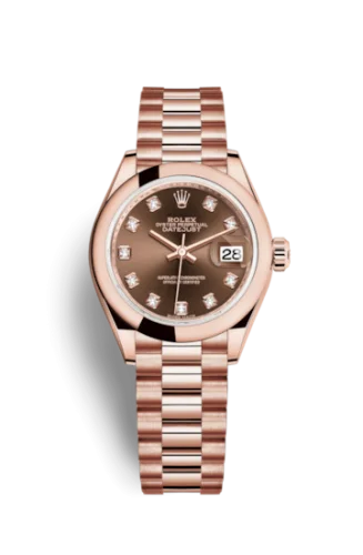 Rolex - 279165-0015 Lady-Datejust 28 Everose Domed  / President / Chocolate Diamond