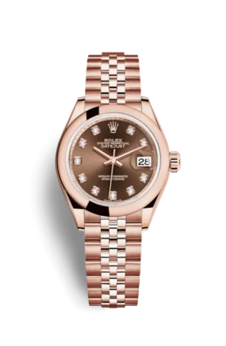 Rolex - 279165-0016 Lady-Datejust 28 Everose Domed  / Jubilee / Chocolate Diamond