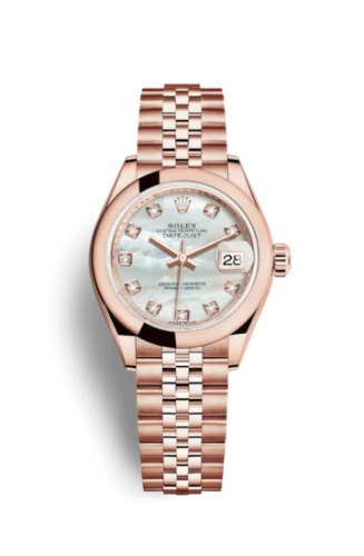 Rolex - 279165-0018 Lady-Datejust 28 Everose Domed / Jubilee / MOP