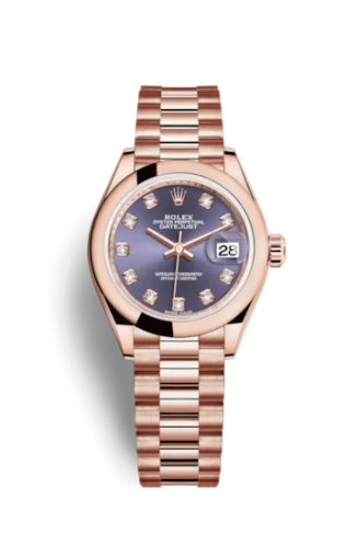 Rolex - 279165-0019 Lady-Datejust 28 Everose Domed / President / Aubergine