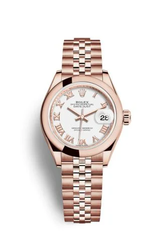 Rolex - 279165-0022 Lady-Datejust 28 Everose Domed  / Jubilee / White Roman