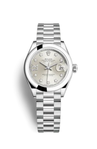 Rolex - 279166-0001 Lady-Datejust 28 Platinum Domed / President / Silver Diamond