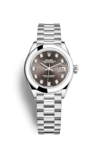Rolex - 279166-0011 Lady-Datejust 28 Platinum Domed / President / Dark Grey Diamond