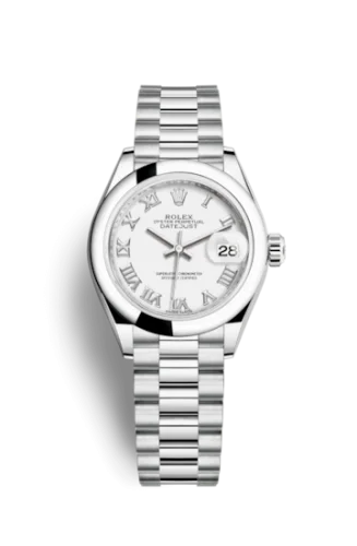 Rolex - 279166-0013 Lady-Datejust 28 Platinum Domed / President / White Roman