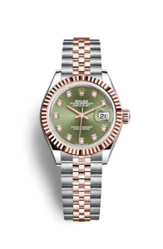 Rolex - 279171-0007 Lady-Datejust 28 Rolesor Rose Fluted / Jubilee / Olive Diamonds