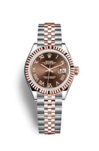 Rolex - 279171-0009 Lady-Datejust 28 Rolesor Rose Fluted / Jubilee / Chocolate Roman