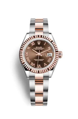 Rolex - 279171-0010 Lady-Datejust 28 Rolesor Rose Fluted / Oyster / Chocolate Roman