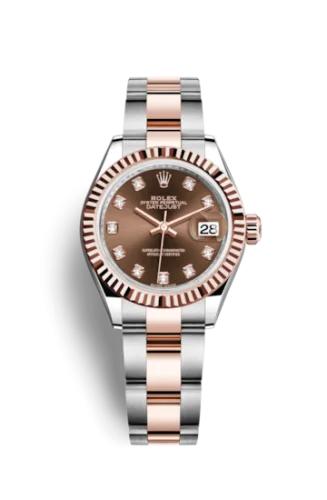 Rolex - 279171-0012 Lady-Datejust 28 Rolesor Rose Fluted / Oyster / Chocolate Diamond