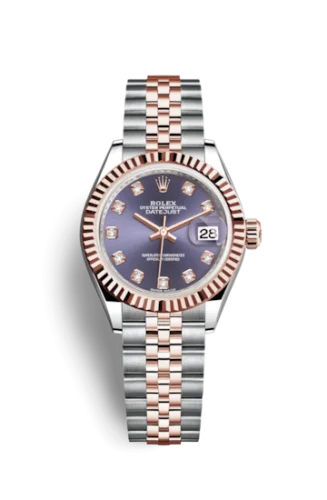 Rolex - 279171-0015 Lady-Datejust 28 Rolesor Rose Fluted / Jubilee / Aubergine Diamonds