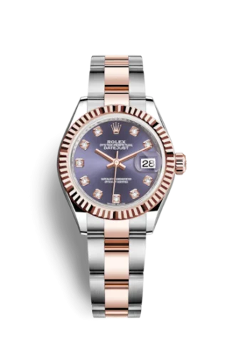 Rolex - 279171-0016 Lady-Datejust 28 Rolesor Rose Fluted / Oyster / Aubergine Diamonds
