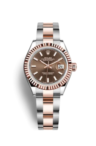 Rolex - 279171-0018 Lady-Datejust 28 Rolesor Rose Fluted / Oyster / Chocolate