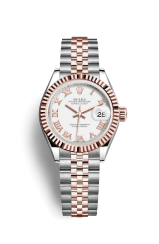 Rolex - 279171-0021 Lady-Datejust 28 Rolesor Rose Fluted / Jubilee / White Roman