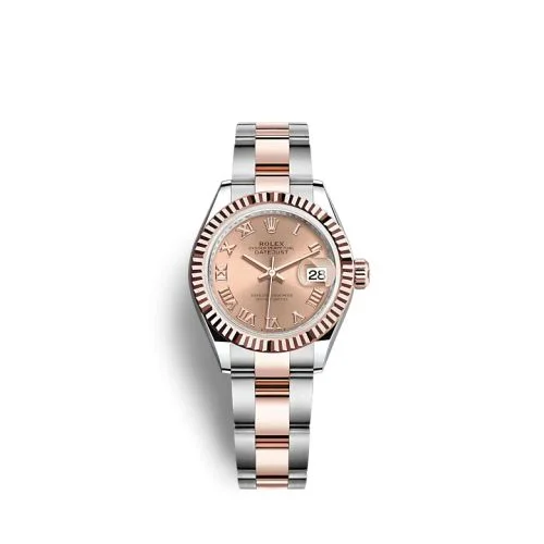 Rolex - 279171-0026 Lady-Datejust 28 Stainless Steel / Rose Gold /  Fluted / Rose - Roman / Oyster