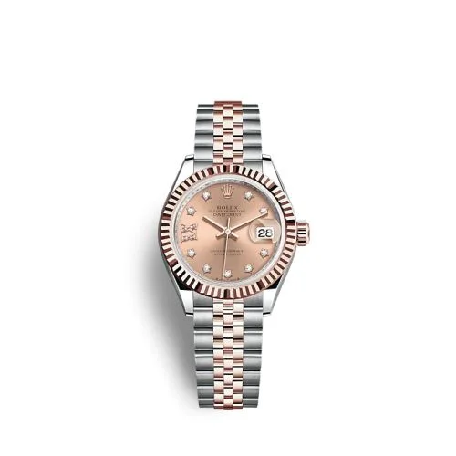 Rolex - 279171-0027 Lady-Datejust 28 Stainless Steel / Rose Gold / Fluted / Rose - Diamond / Oyster