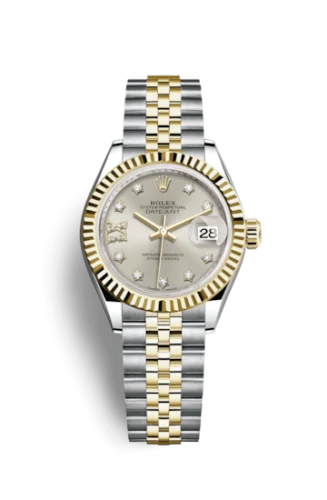 Rolex - 279173-0003 Lady-Datejust 28 Rolesor Yellow Fluted / Jubilee / Silver Diamond
