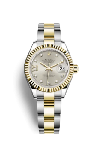 Rolex - 279173-0004 Lady-Datejust 28 Rolesor Yellow Fluted / Oyster / Silver Diamond