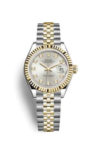 Rolex - 279173-0007 Lady-Datejust 28 Rolesor Yellow Fluted / Jubilee / Silver Diamond