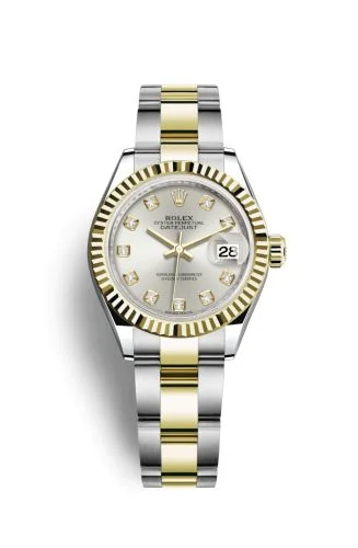 Rolex - 279173-0008 Lady-Datejust 28 Rolesor Yellow Fluted / Oyster / Silver Diamond
