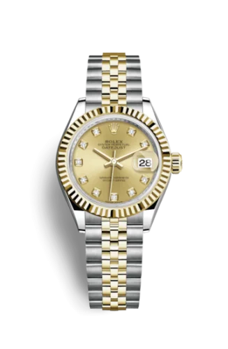 Rolex - 279173-0011 Lady-Datejust 28 Rolesor Yellow Fluted / Jubilee / Champagne Diamond