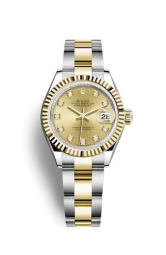 Rolex - 279173-0012 Lady-Datejust 28 Rolesor Yellow Fluted / Oyster / Champagne Diamond