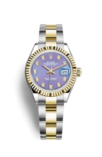 Rolex - 279173-0018 Lady-Datejust 28 Rolesor Yellow Fluted / Oyster / Lavender Diamond