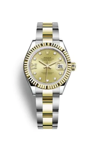 Rolex - 279173-0022 Lady-Datejust 28 Rolesor Yellow Fluted / Oyster / Champagne Diamond