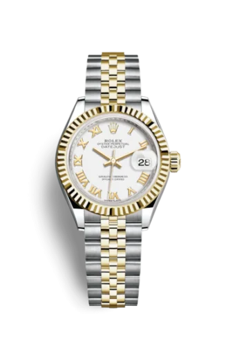 Rolex - 279173-0023 Lady-Datejust 28 Rolesor Yellow Fluted / Jubilee / White Roman