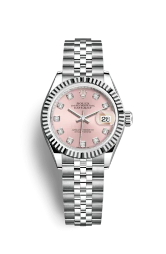 Rolex - 279174-0003 Lady-Datejust 28 Stainless Steel Fluted / Pink - Diamond / Jubilee
