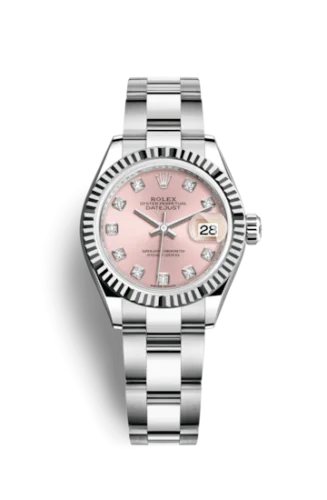 Rolex - 279174-0004 Lady-Datejust 28 Stainless Steel Fluted / Pink - Diamond / Oyster
