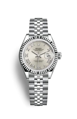 Rolex - 279174-0007 Lady-Datejust 28 Stainless Steel Fluted / Silver - Roman / Jubilee