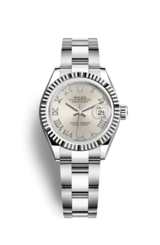 Rolex - 279174-0008 Lady-Datejust 28 Stainless Steel Fluted / Silver - Roman / Oyster