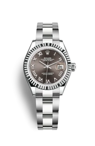 Rolex - 279174-0014 Lady-Datejust 28 Stainless Steel Fluted / Grey - Roman / Oyster