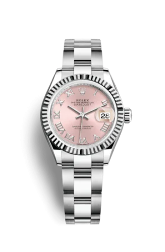 Rolex - 279174-0018 Lady-Datejust 28 Stainless Steel Fluted / Pink - Roman / Oyster