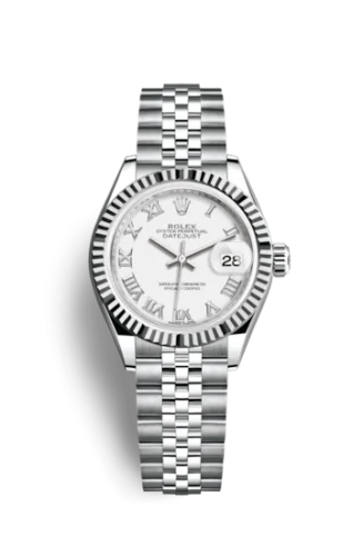Rolex - 279174-0019 Lady-Datejust 28 Stainless Steel Fluted / White - Roman / Jubilee