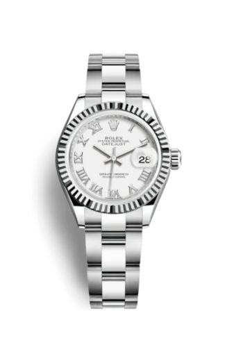 Rolex - 279174-0020 Lady-Datejust 28 Stainless Steel Fluted / White - Roman / Oyster