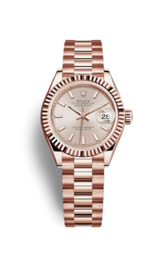 Rolex - 279175-0001 Lady-Datejust 28 Everose Fluted / President / Sundust