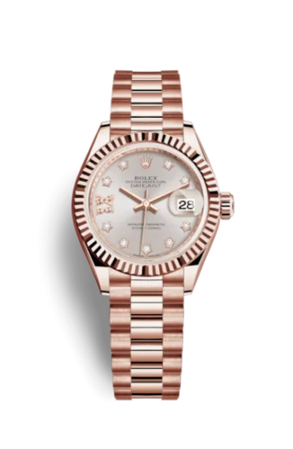 Rolex - 279175-0005 Lady-Datejust 28 Everose Fluted / President/  Sundust Diamond