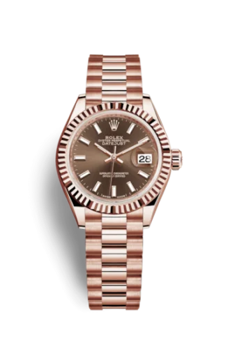 Rolex - 279175-0007 Lady-Datejust 28 Everose Fluted / President / Chocolate