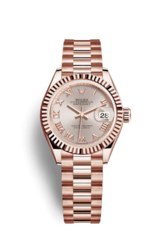 Rolex - 279175-0011 Lady-Datejust 28 Everose Fluted / President / Sundust Roman