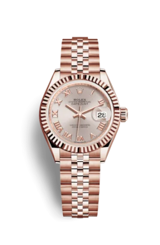 Rolex - 279175-0012 Lady-Datejust 28 Everose Fluted / Jubilee / Sundust Roman