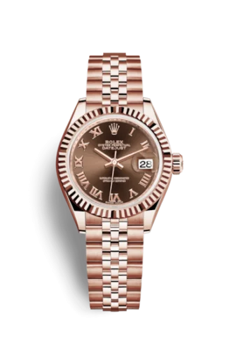 Rolex - 279175-0015 Lady-Datejust 28 Everose Fluted / Jubilee / Chocolate Roman